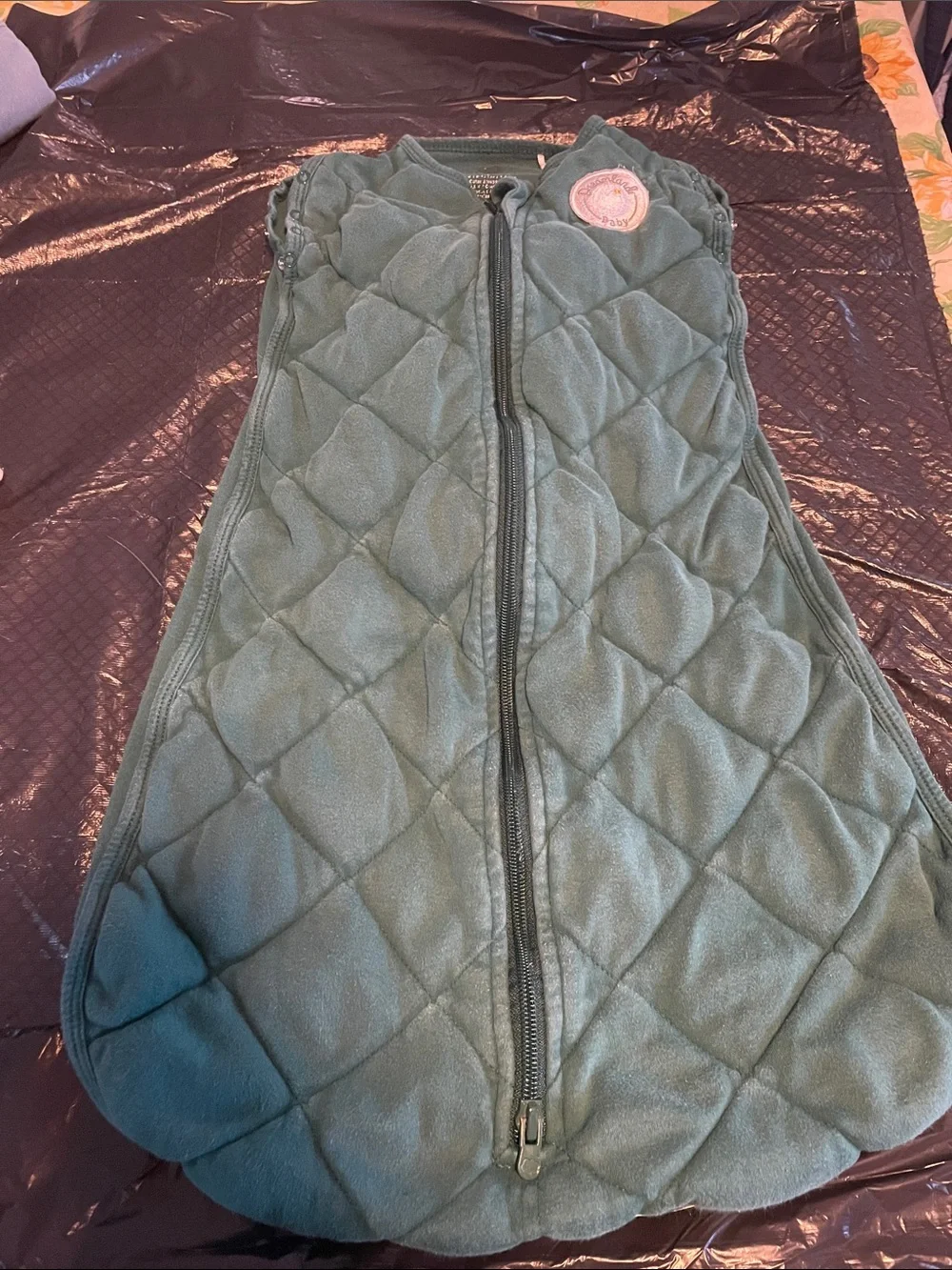Blue and green weighted quilted baby Sleep Sacks with Front Zip
